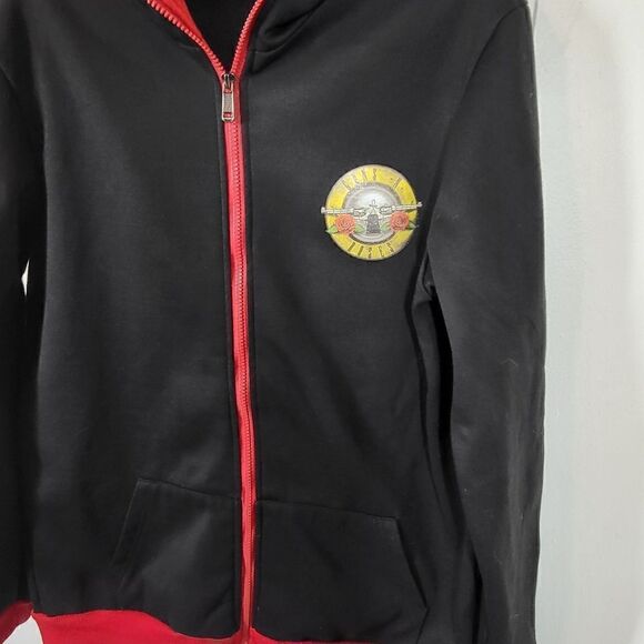 Plus Size Guns N Roses Black & Red Women's Zip Up Jacket  With Hood - Picture 5 of 9